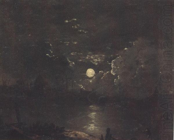 The City of London from the Thames by Moonlight (mk37), Attributed to henry pether